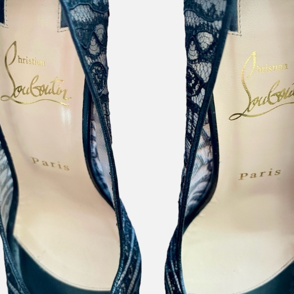 Christian Louboutin Dorissima 100 Black Lace Pumps Heels US 8.5 EU 38.5 - Picture 8 of 10